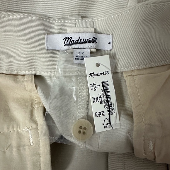 NEW MADEWELL The Slouchy Straight Pants Pleated Wide Leg Slacks in Stone Size 12 - Picture 8 of 9